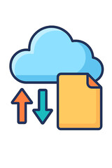 Cloud computing system versioncontrol with upload and download arrows and file