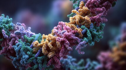 colorful dna strand microscopic view