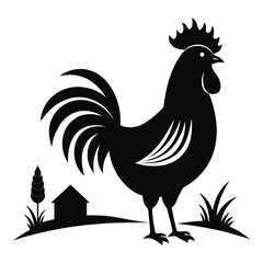 Crowing Rooster Silhouette - Farm Style