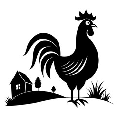 Crowing Rooster Silhouette - Farm Style