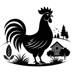 Crowing Rooster Silhouette - Farm Style