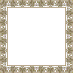 Vector square gold and black ancient Russian ornament. Slavic rectangle, border, frame. Painting of the royal chambers.
