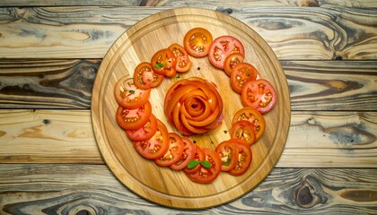 Tomato slices arranged in a decorative pattern