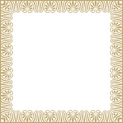 Vector golden classic Greek square ornament. Rectangle of Ancient Greece and Roman Empire. Byzantine painting of walls, floors and ceilings. Decoration of European palaces.
