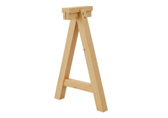 A light beige wooden sawhorse design stands out against a black backdrop.