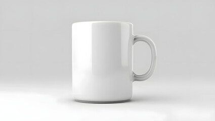 Obraz premium White Ceramic Coffee Mug on Light Grey Background – High-Resolution Product Photography with Studio Lighting