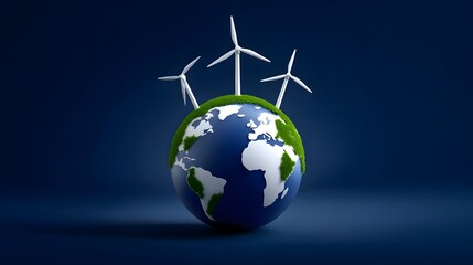 Naklejka premium Renewable wind turbines generating clean energy to power a sustainable future for the Earth and its environment