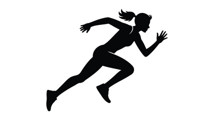 Silhouette of a female athlete in full stride during a sprint race