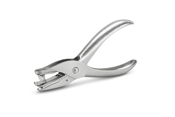 Silver hole punch on transparent background creating perfect circles