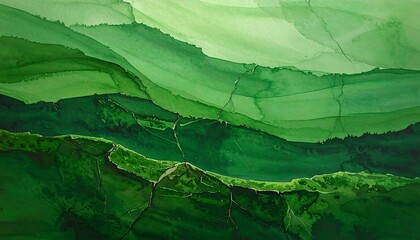 Abstract landscape of layered green hues