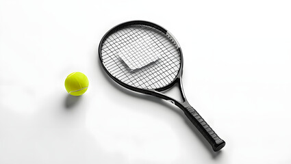 Professional Tennis Racket and Ball Mockup on White Background – High-Resolution Product Photography for Branding & Logo Placement
