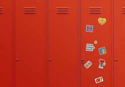 Lockers Doors Sticker Mockup