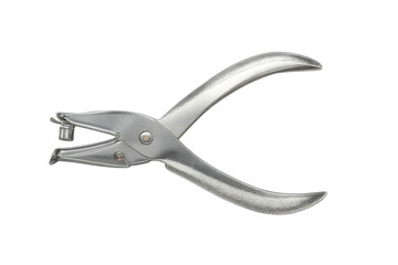 Metallic hole punch tool on transparent background