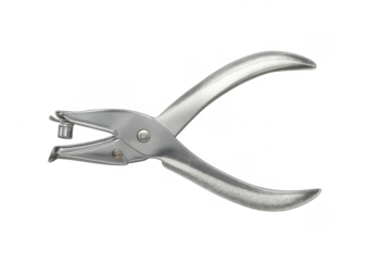 Metallic hole punch tool on transparent background