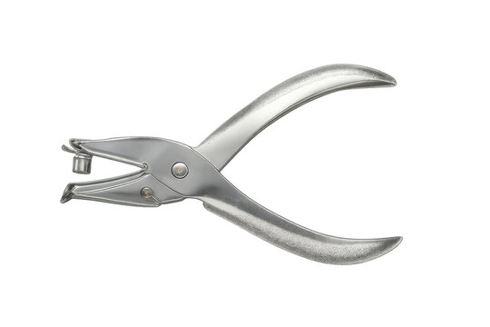 Metallic hole punch tool on transparent background