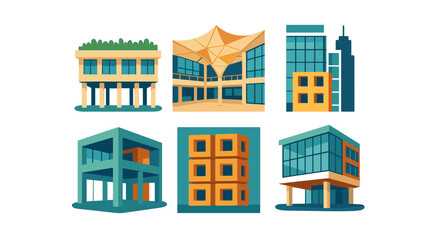 Real estate, architecture flat icon set. building, construction icons flat collection