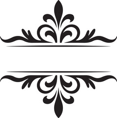 Elegant black ornate flourish divider with empty space for text