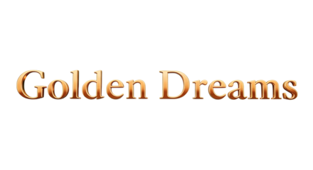 Elegant golden dreams text, shimmering metallic letters, ideal for motivational posters and inspiring brand visuals, adding a touch of luxurious hope
