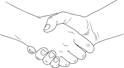 Detailed Line Drawing of Two Hands Shaking handshake