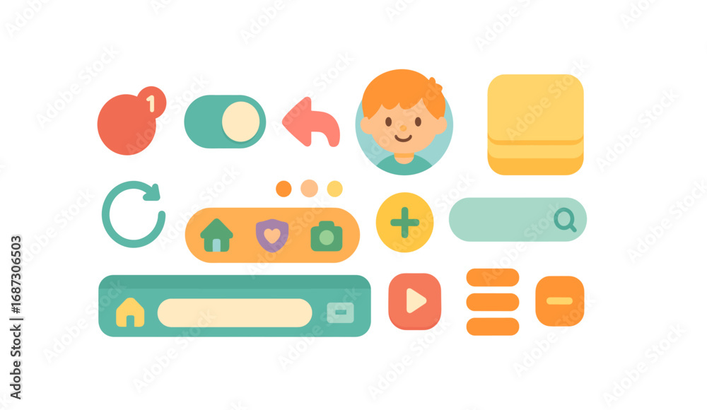 Wall mural user interface, web outline icon set. ui, web design, interaction, apps outline collection
