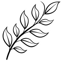 Curved Botanical Leaf Line Art