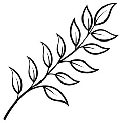 Curved Botanical Leaf Line Art