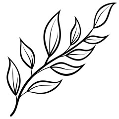 Curved Botanical Leaf Line Art