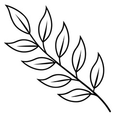 Curved Botanical Leaf Line Art