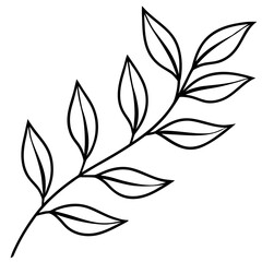 Curved Botanical Leaf Line Art