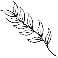 Curved Botanical Leaf Line Art