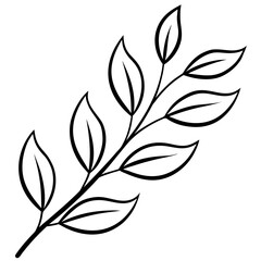 Curved Botanical Leaf Line Art