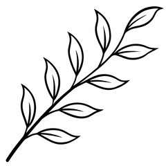 Curved Botanical Leaf Line Art
