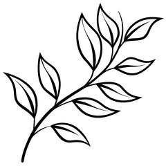 Curved Botanical Leaf Line Art