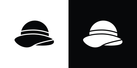 Woman hat icons set. Black and white silhouette collection