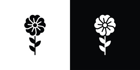 Wild rose icons set. Black and white silhouette collection