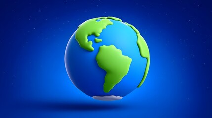 Fototapeta premium Detailed 3D rendering of the planet Earth, showcasing its continents, oceans, and vibrant colors against a deep blue background.