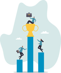 Business competition, performance comparison chart between company profit or employee, winner and loser in contest,about a man and his life.