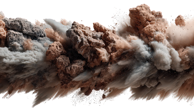 Abstract Beige Brown Gray 3D Render of Flowing Stone Dust Cloud