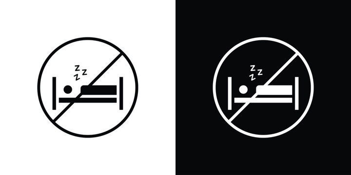 Sleepover ban signs set. Black and white silhouette collection
