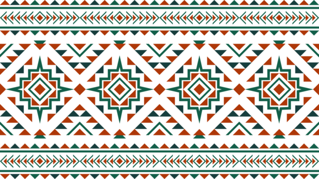 Aztec ethnic seamless pattern green and red. Vector ethnic illustration. Illustration for fabric print, background, tribal, ethnic. - Powered by Adobe