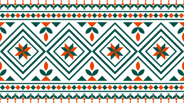 Aztec ethnic seamless pattern green and red. Vector ethnic illustration. Illustration for fabric print, background, tribal, ethnic.