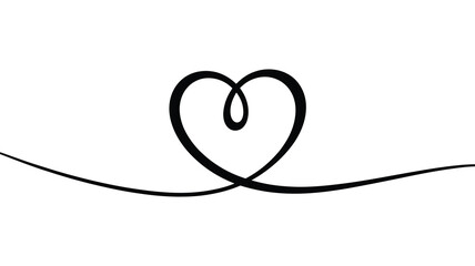 Elegant single line drawing of a heart shape with a flowing continuous line