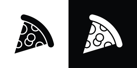 Pizza icons set. Black and white silhouette collection