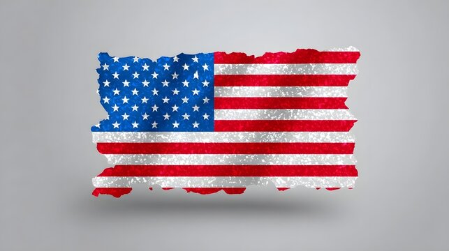 Vintage, grunge-style American flag with distressed texture and vibrant red, white, and blue colors symbolizing national pride and American patriotism