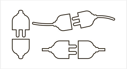 Plug icon isolated Electric connected clipart Outline vector stock illustration