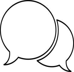 Minimalist black outline speech bubbles icon symbolizing communication, dialogue, conversation, messaging app interface, customer support, social media chat concept illustration