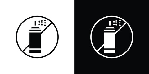 No spray can allowed signs set. Black and white silhouette collection
