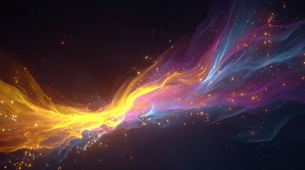 Abstract Cosmic Nebula Vibrant Colors and Glowing Particles