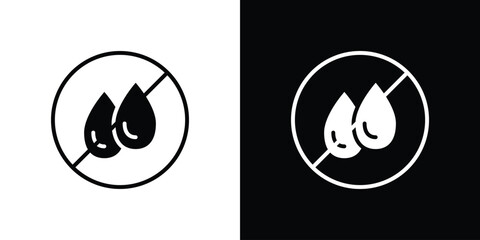No leakage signs set. Black and white silhouette collection