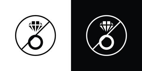 No jewelry signs set. Black and white silhouette collection